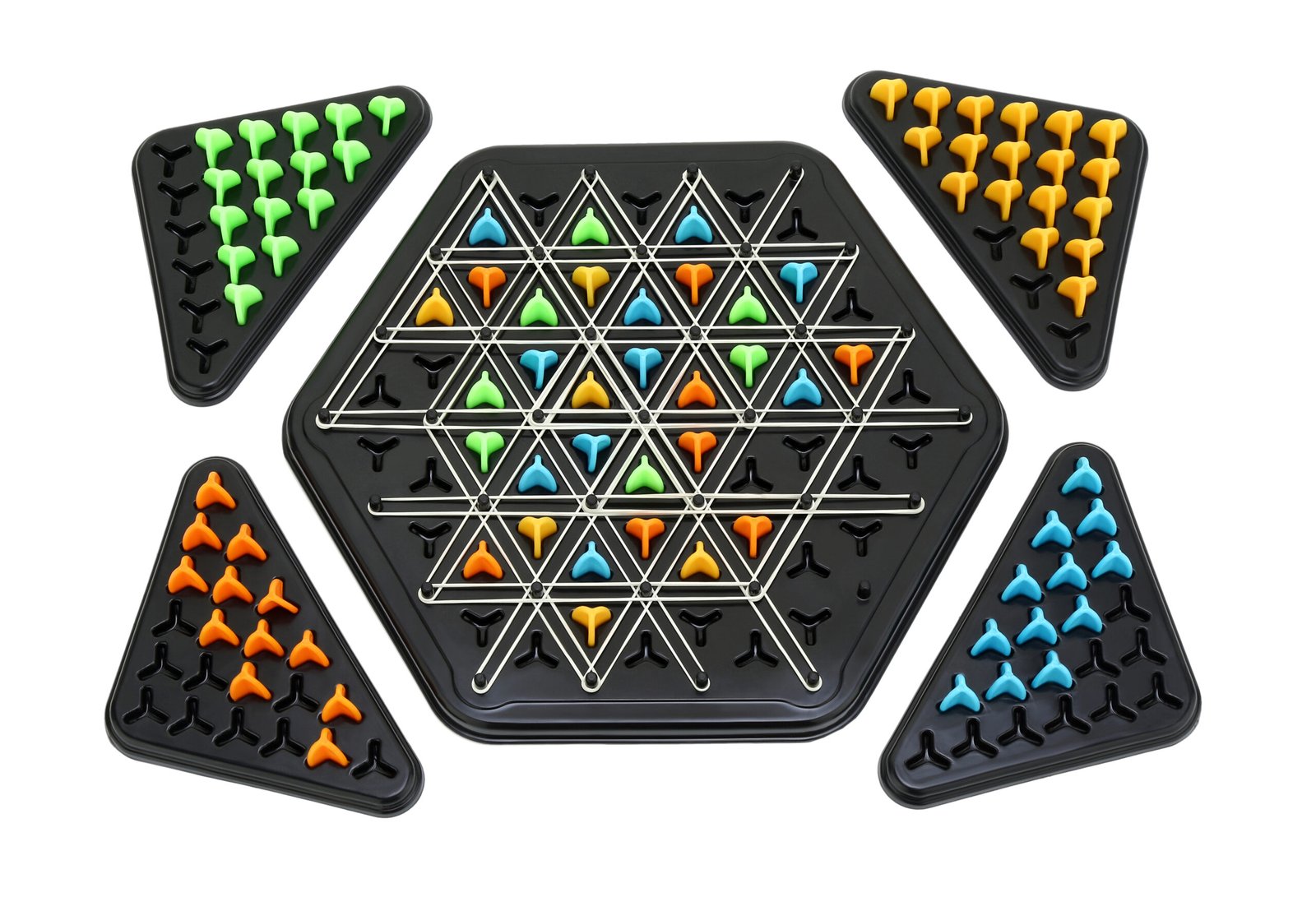 Child playing Rubber Band Geometry Chess Game