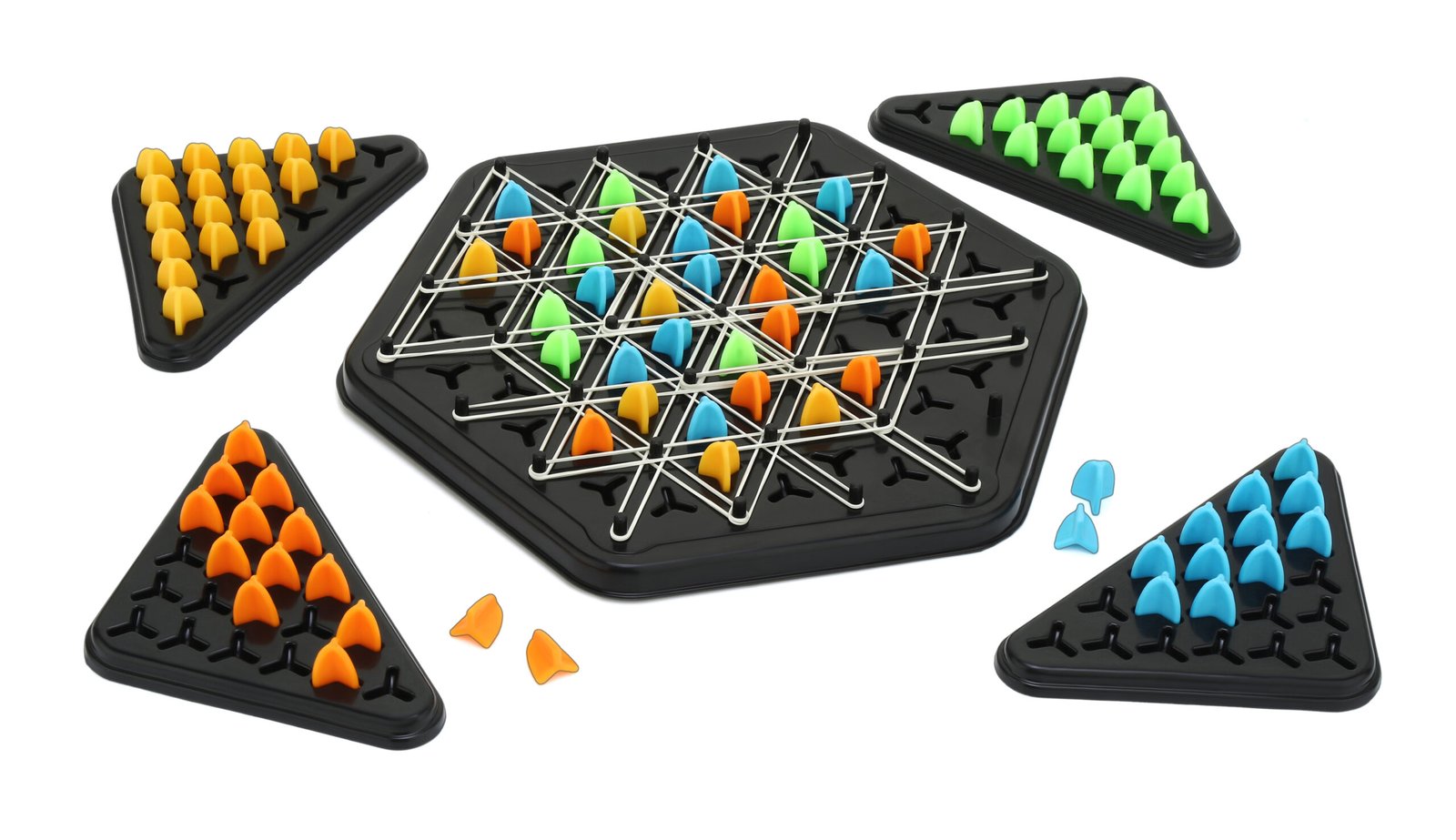 Child playing Rubber Band Geometry Chess Game